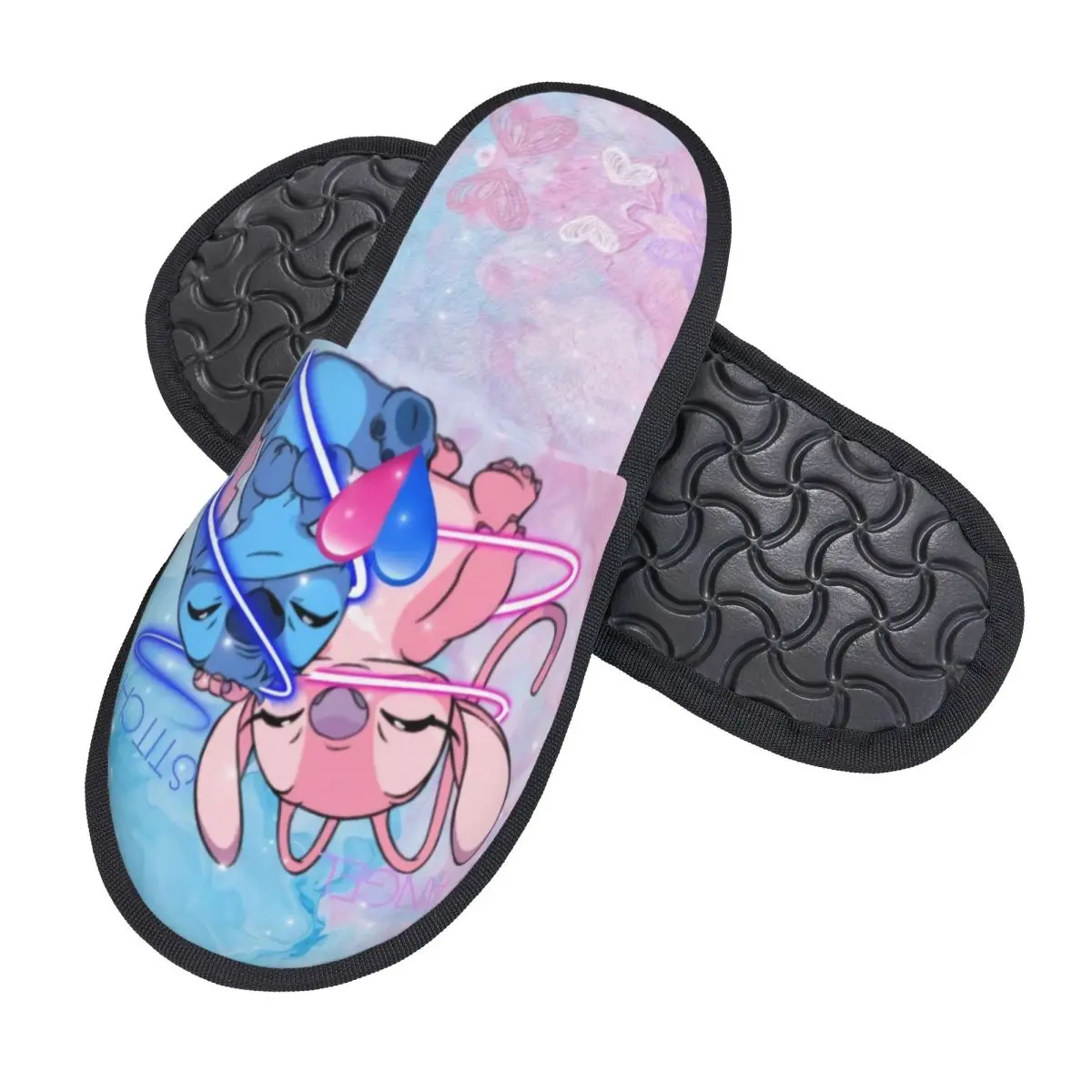 Custom Stitch Angel Love Heart Cartoon Soft Scuff Memory Foam Slippers Women Spa House Shoes