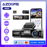 AZDOME M550 3 Channel Dash Cam 1440P+1080P+1080P Front and Rear Inside Dash Camera for Cars GPS WDR IR Night Vision Parking Mode