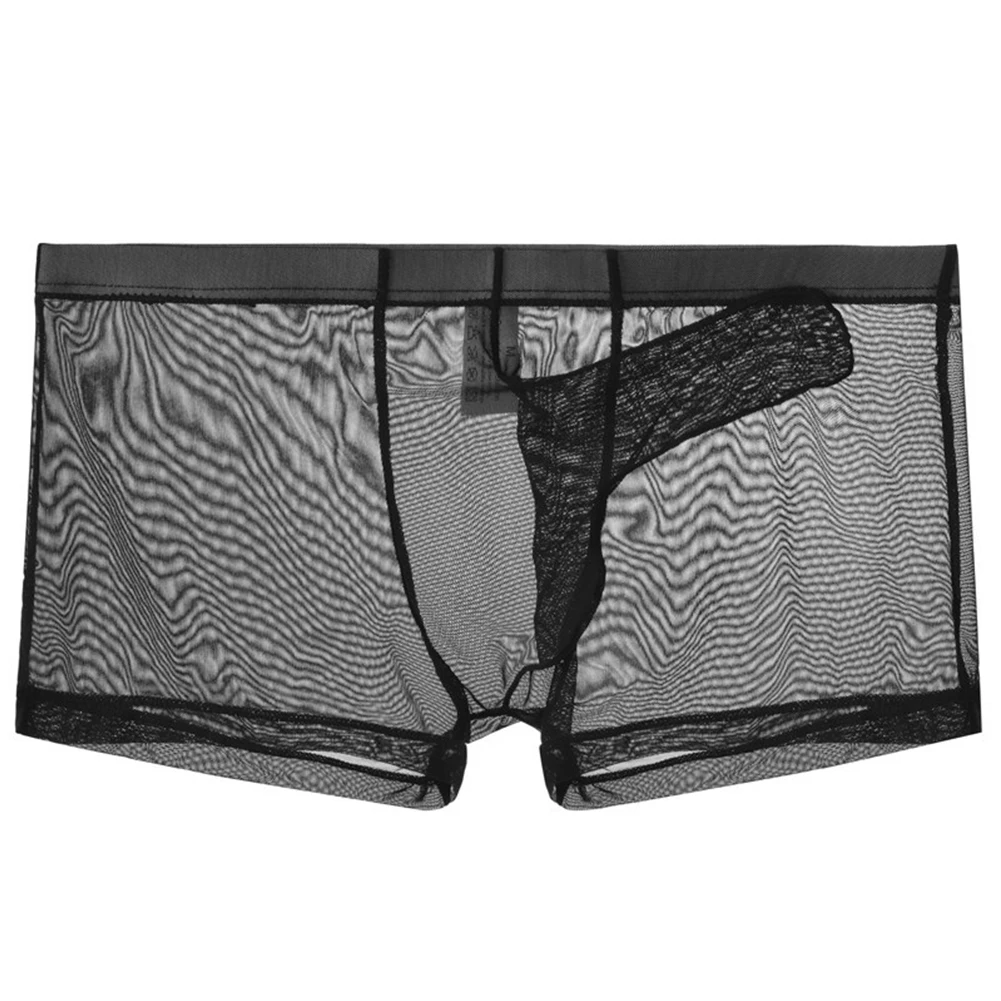 

Sexy Men Gunmetal Separation Boxer Briefs Underwear Transparent Ultra-thin Mesh See Through Panties Breathable Underpants