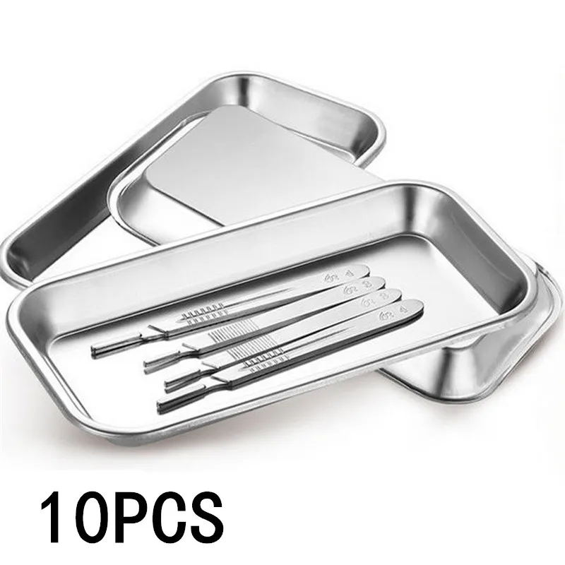 1/2/3/5/10pcs Stainless Steel Kitchen Tray Storage Tray Dental Medical Tool Nail Tattoo Dental Medical Tray Dish Jewelry Storage