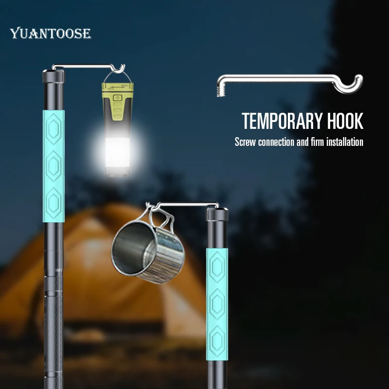 Yuantoose herramienta al aire libre Camping senderismo juego de postes de trekking luminosos con soporte para teléfono móvil