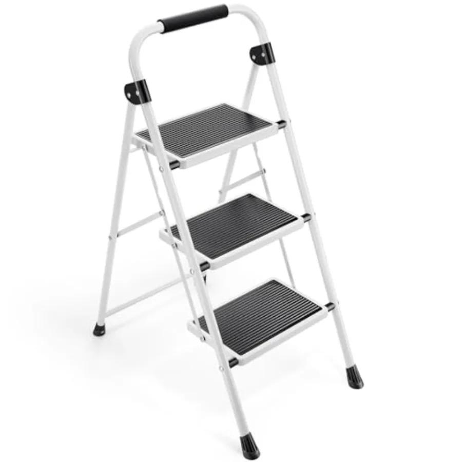 

Folding with with Anti-Slip and Wide Pedal, Portable Foldable, Tall Sturdy Step Ladder with Handgrip for Home Kitchen Household