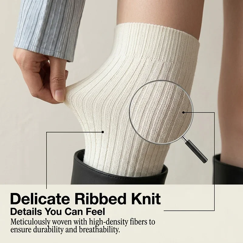 1/3 Paar Modische Kniestrümpfe für Damen, Einfarbig, Wärmeisolierend, Wadensocken, Fußwärmer, Herbst-Winter, Süßer JK-Stil Strümpfe – Detail 4