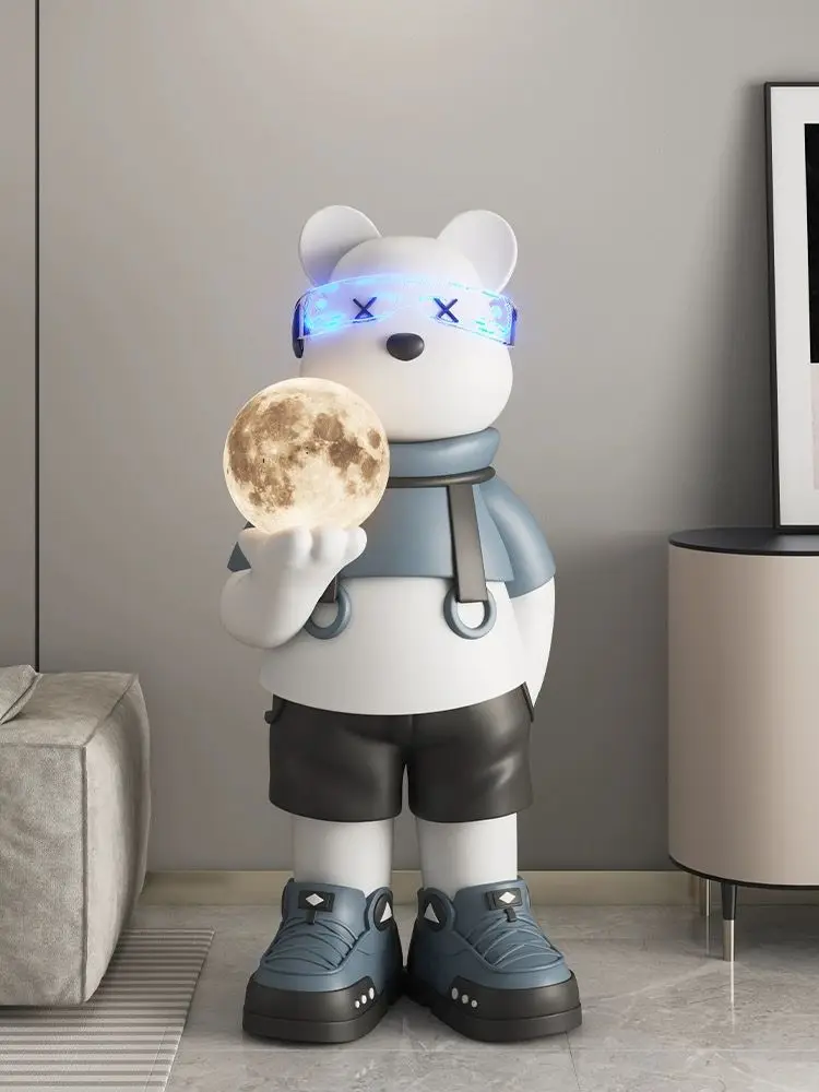 Home Decoration Living Room Science Fiction Bear Decor Sculptures And Figurines Things For The Home Accessories Cartoon Animal S