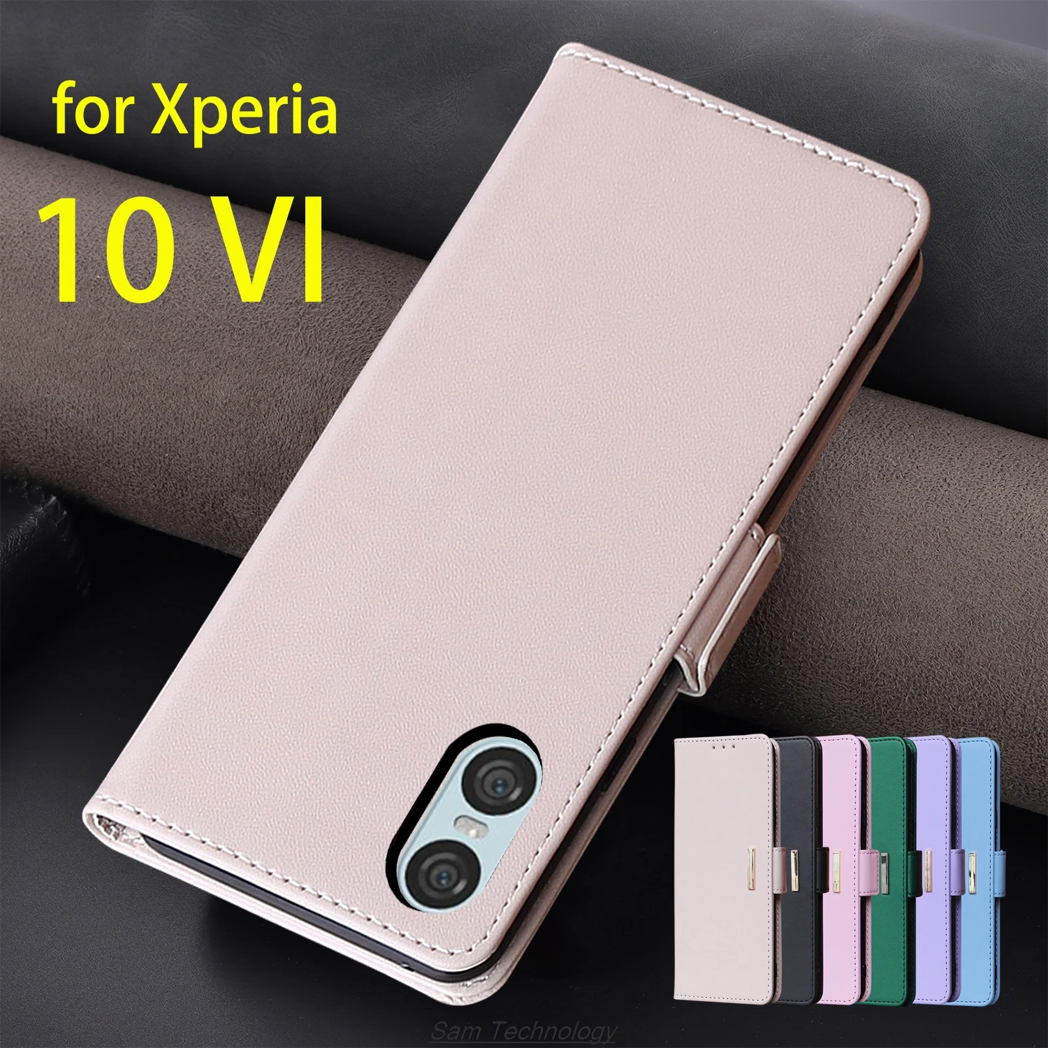 Estojo de couro fivela magnética para sony xperia 10 vi (xperia 10 6gen), carteira com bloqueio rfid, tampa flip feminina