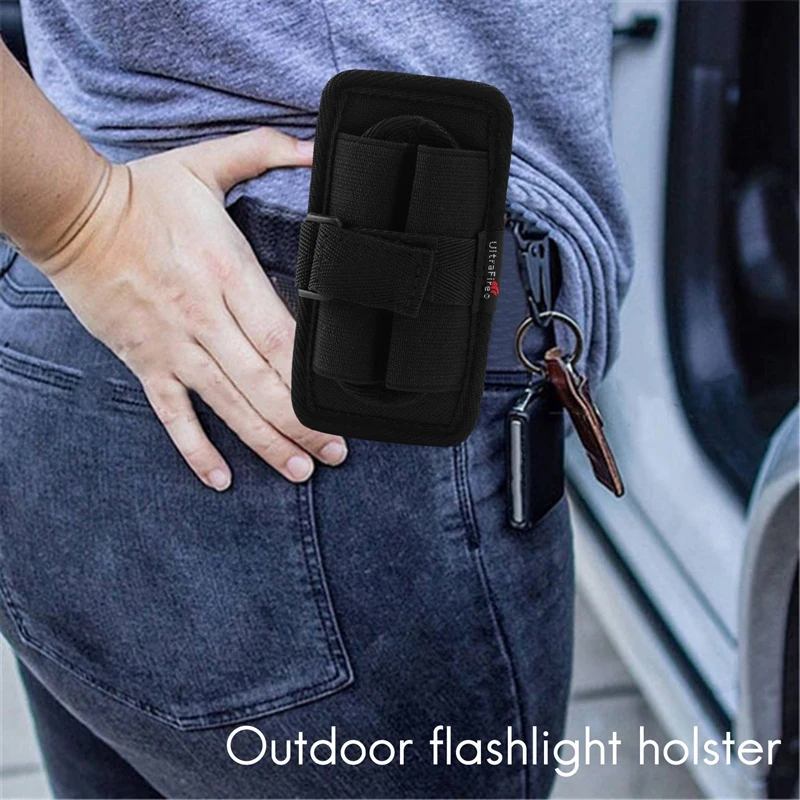 Outdoor Flashlight Cover Durable Nylon Flashlight Set Pu360 Degree Rotatable Clip Belt Carrying Case Adjustable Size Flashlight