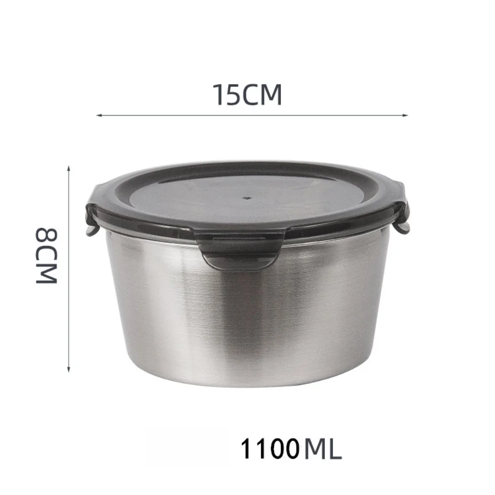 Round Stainless Steel Food Containers with Transparent Lids Airtight Seal for Fridge Microwave 13 13 7 cm 4 Units