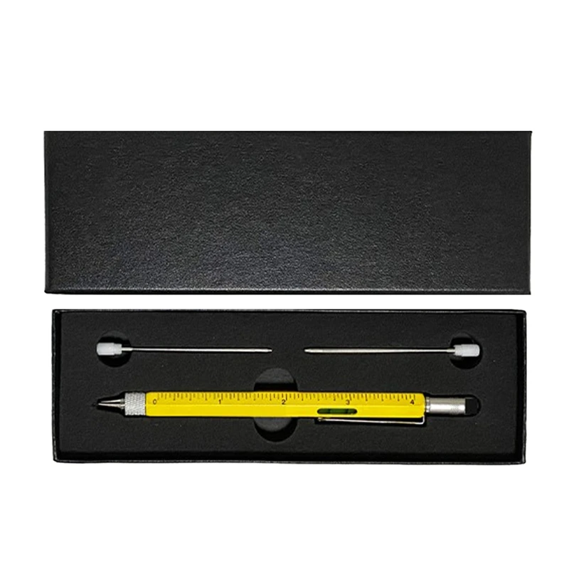 Multitool Pen Cool Gadgets, Novelty Pen With Stylus, Level, Rulers, Screwdrivers, Birthday Gifts For Dad Husband Yellow Durable