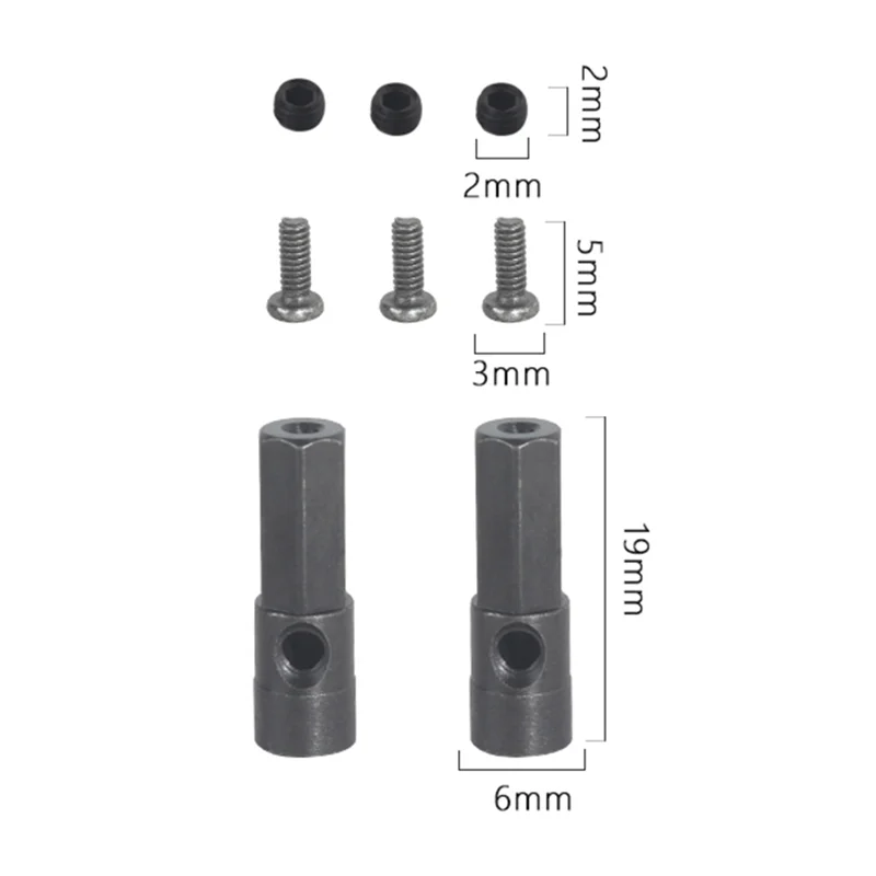 AINY-2Pcs Metal Axle Shaft Hex Adapter Accessories For LDRC LD1297 LD1299 RC Car Spare Parts