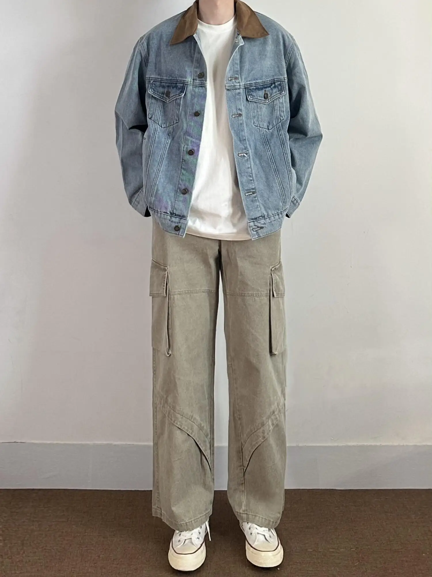 

Мужская джинсовая куртка Cleanfit синего цвета, с отложным воротником, рабочая, осенняя, из смесового хлопка, прямого кроя, для подростков