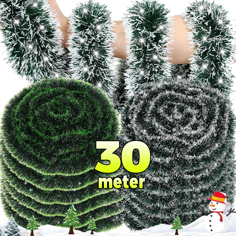 

Christmas Tinsel Ribbons Xmas Tree Hanging Pendent Green Cane Ribbon Garland Madder Flower Ribbons Wedding Party Home Decoration