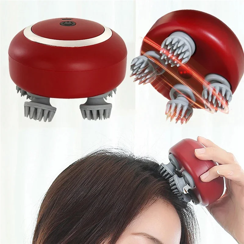 Red Light For Hair Care Head Massager With Adjustable Speed Soft Silicone For Kneading Function For Scalp Relief