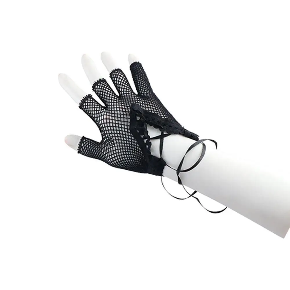 Модные дышащие нейлоновые варежки для девочек в готическом стиле в стиле панк, без пальцев, женские ажурные перчатки, сетчатые варежки, длинные перчатки Модные дышащие нейлоновые варежки для девочек в готическом стиле в стиле панк, без пальцев, женские ажурные перчатки, сетчатые варежки, длинные перчатки