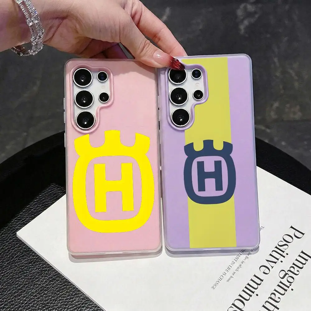 Motorcycle H-Husqvarnas Phone Case 2-in-1 Detachable Clear Case for Samsung S26-S22 Multi-Color Card Holder Soft TPU