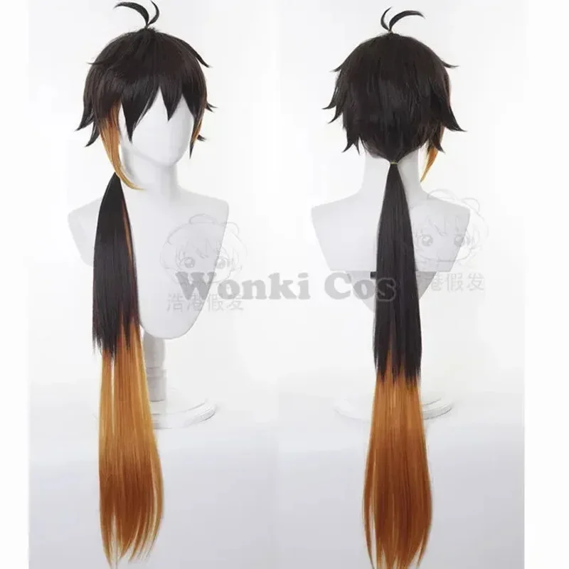 WAT49 Zhongli Costume Wig Long Hair Game Impact Liyue Morax Zhong Li Cosplay Outfits for Men Party Costumes New 2025