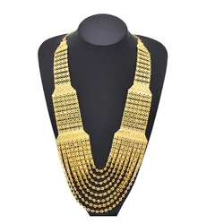 Exaggerated Women Necklace Golden Arab Ethnic Tassel Statement Party Chains Necklace Afghan Charms Necklace Feminina