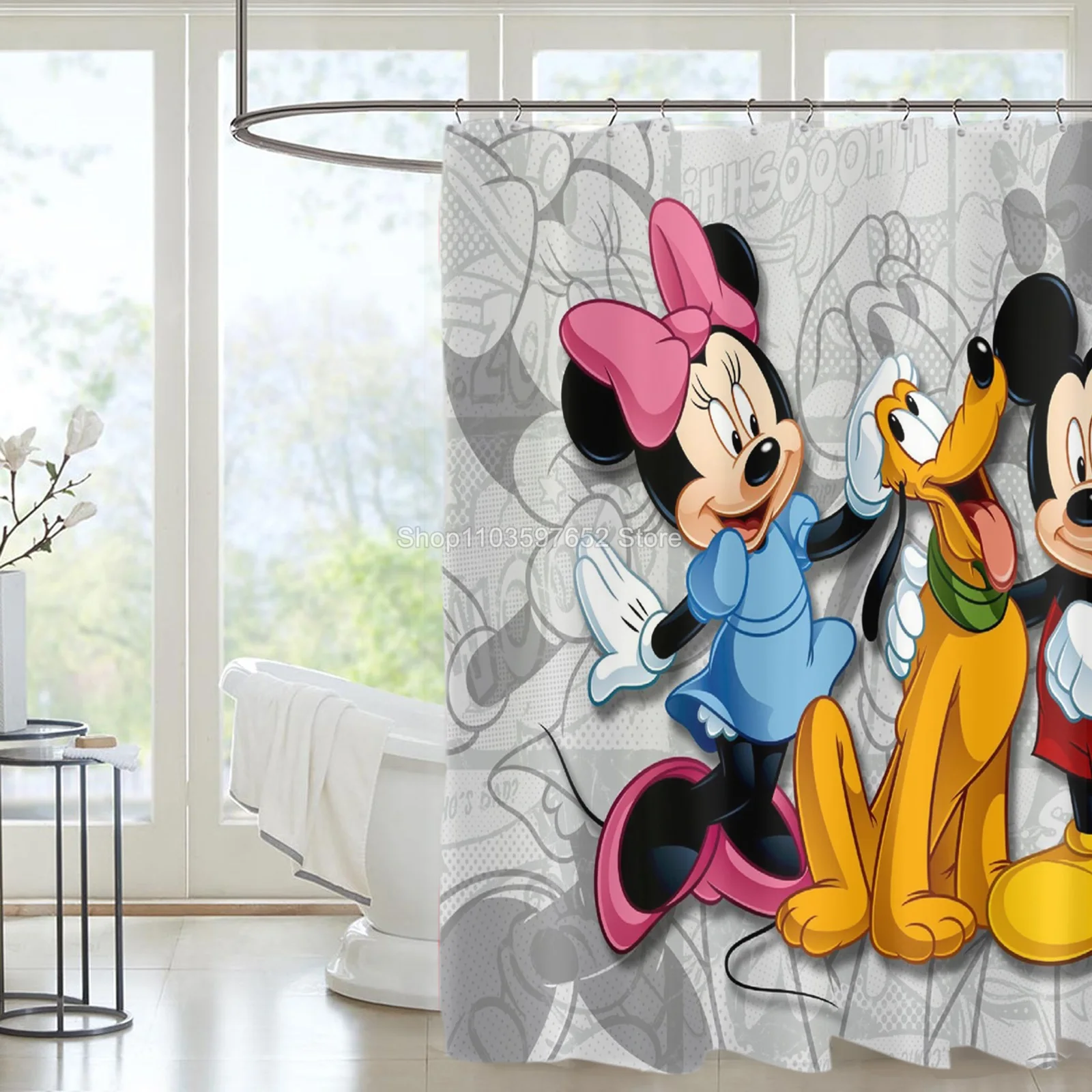 Christmas Mickey Mouse Shower Curtains Waterproof Bathroom Curtain Bath Drapes High Quality Home Textiles Decor