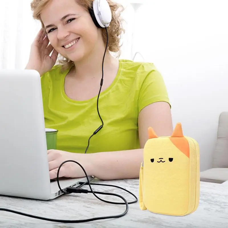 Cute Cartoon Hard Disk Storage Bag Mobile Power Bank Protective Case Battery Carrying Case External Usb Cable