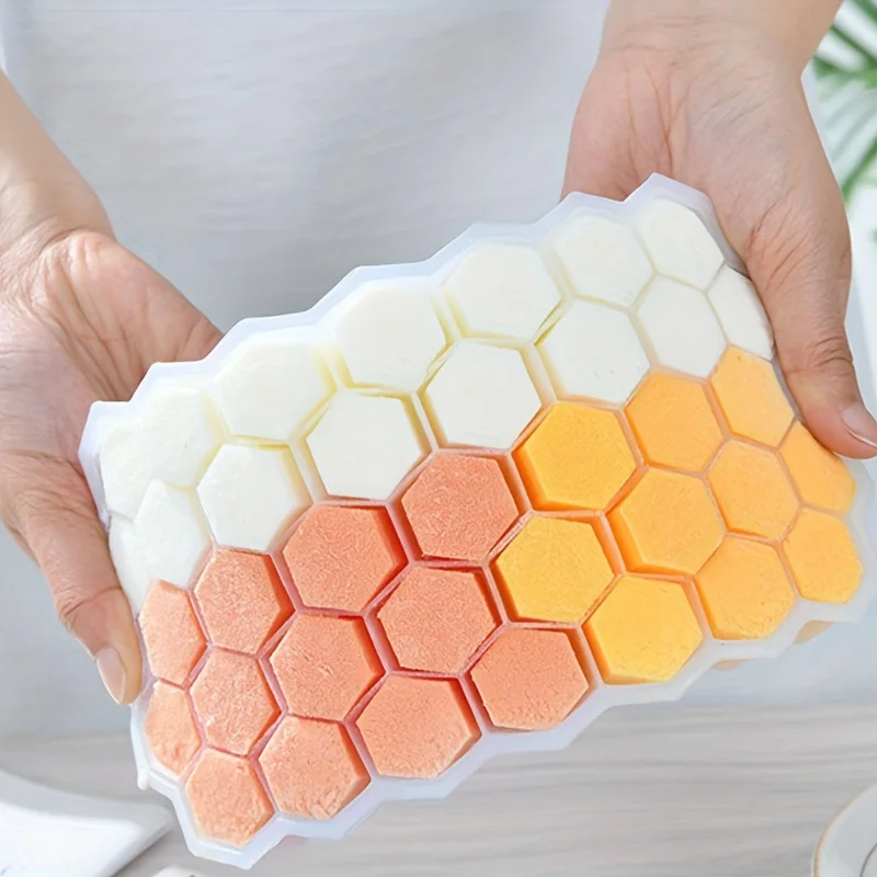 Vassoio per cubetti di ghiaccio esagonale da 4 pezzi 37 celle - Stampo in silicone a rilascio facile per whisky, cocktail, bar di casa