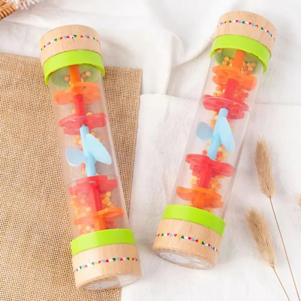 

Wooden Rain Stick Musical Toy Rainbow Hourglass Rain Stick Rain Sounder Hearing Toy Rattles Hand Shaking