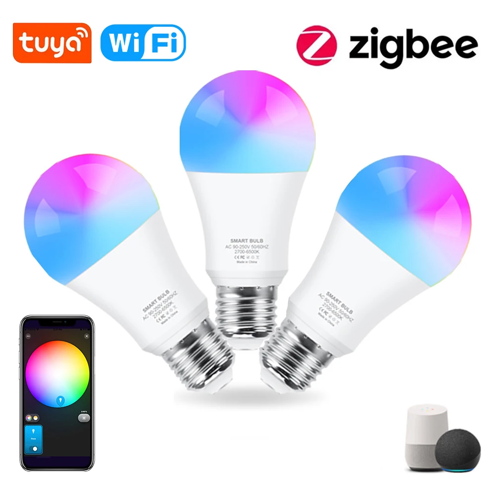 18W 15W Zigbee 3.0 Led Light Bulb RGB+WW+CW E27 Tuya Wifi Smart Home Led Lamp Compatible With Alexa Amazon Google Assistant