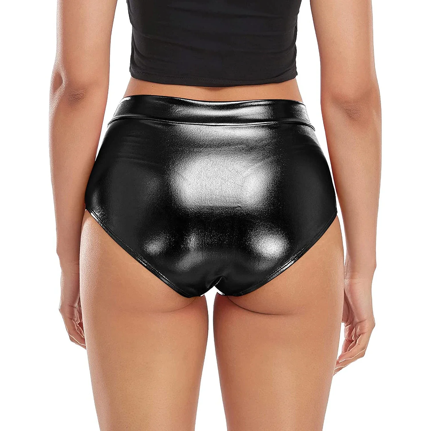 Speerise Women Mid Waist Metallic Shorts For Adults Ballet Performance Dance Bottoms Basic Booty Shorts Fitness Underpants Girls