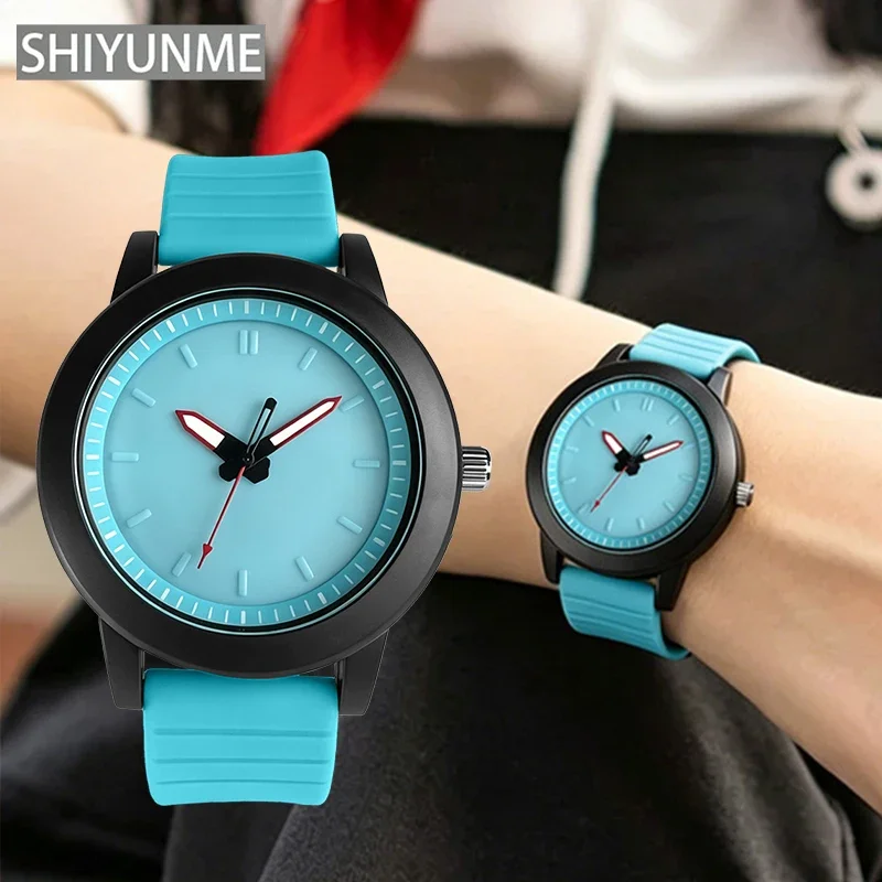 SHIYUNME Unisex Quartz Watch TPU Strap 30M Waterproof Casual Sports Wristwatch for Teenagers Outdoor Fashion Simple Style Clock