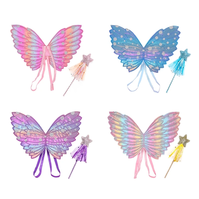 Colorful Angel for Butterfly Wings Fairy Wand for Dance Party Girl 1st Birthday Party Princess Party Baby Shower