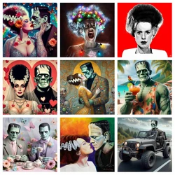 The Bride of Frankenstein Horror Movie 5d Diy Diamond Painting Kit The Monster Halloween Film Cross Stitch Embroidery Wall Decor