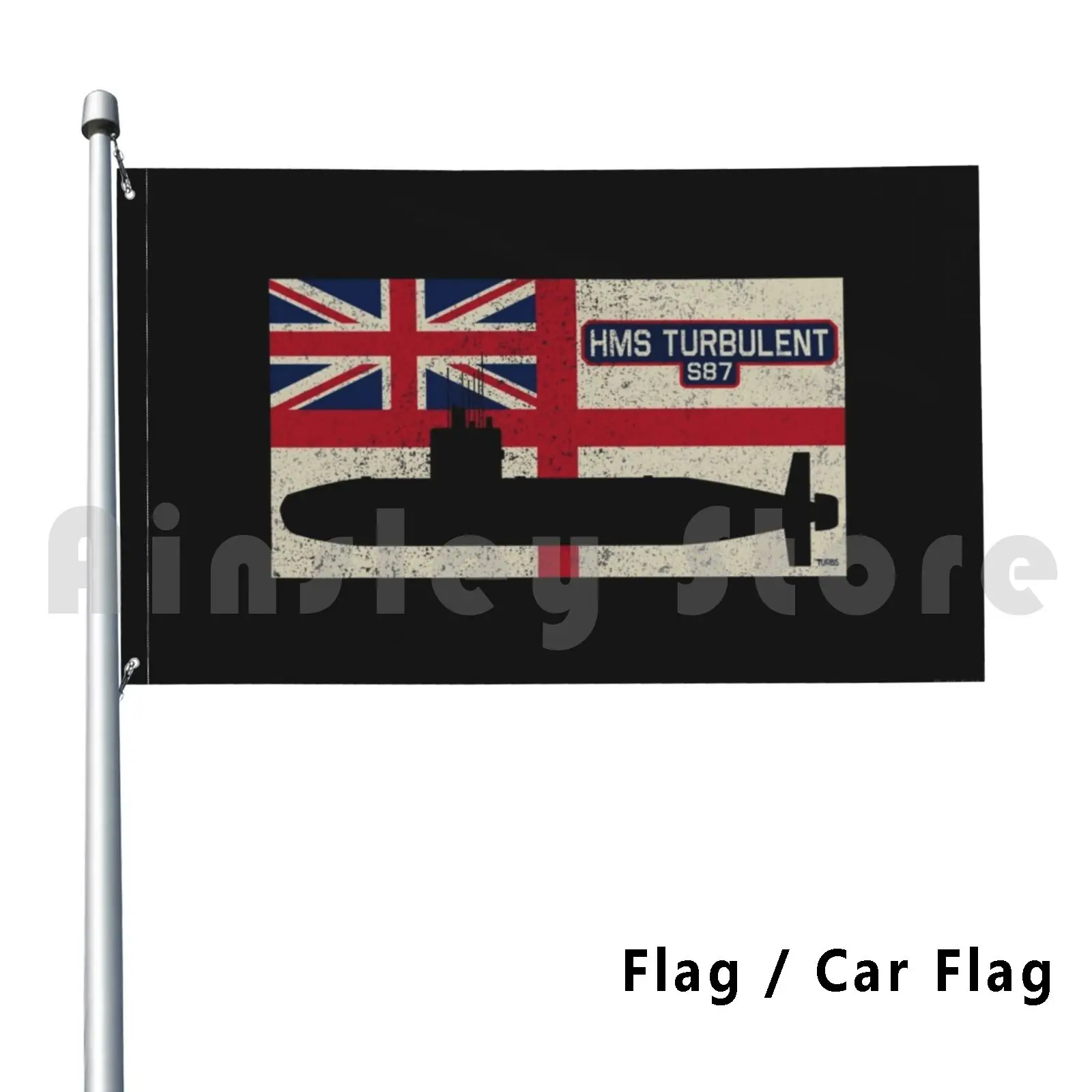 Hms Turbulent S87 Vintage British Royal Navy Flag Gift Outdoor Decor Flag Car Flag Hms Turbulent S87 Trafalgar Class Patriotic