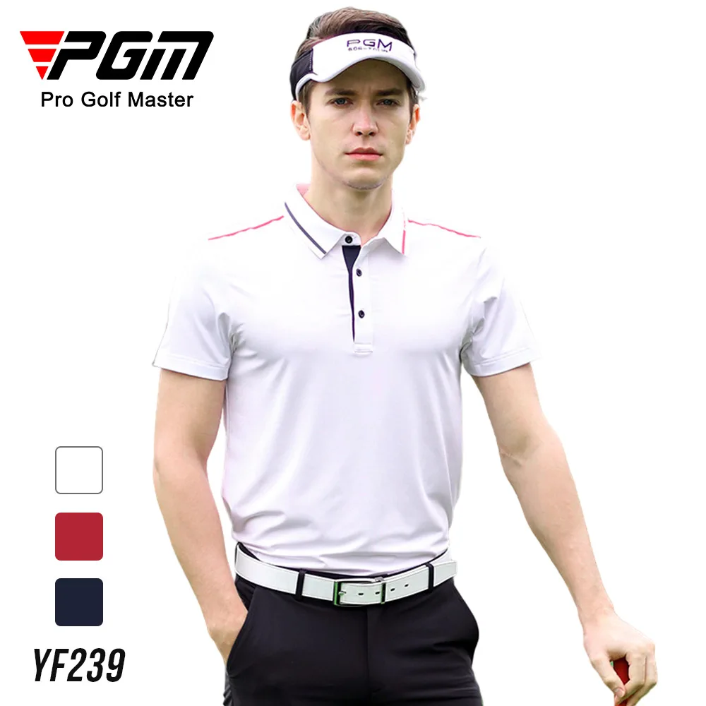 PGM Golf Apparel Men's Short Sleeve T-Shirts Breathable Men's Clothing Quick Dry Fabric