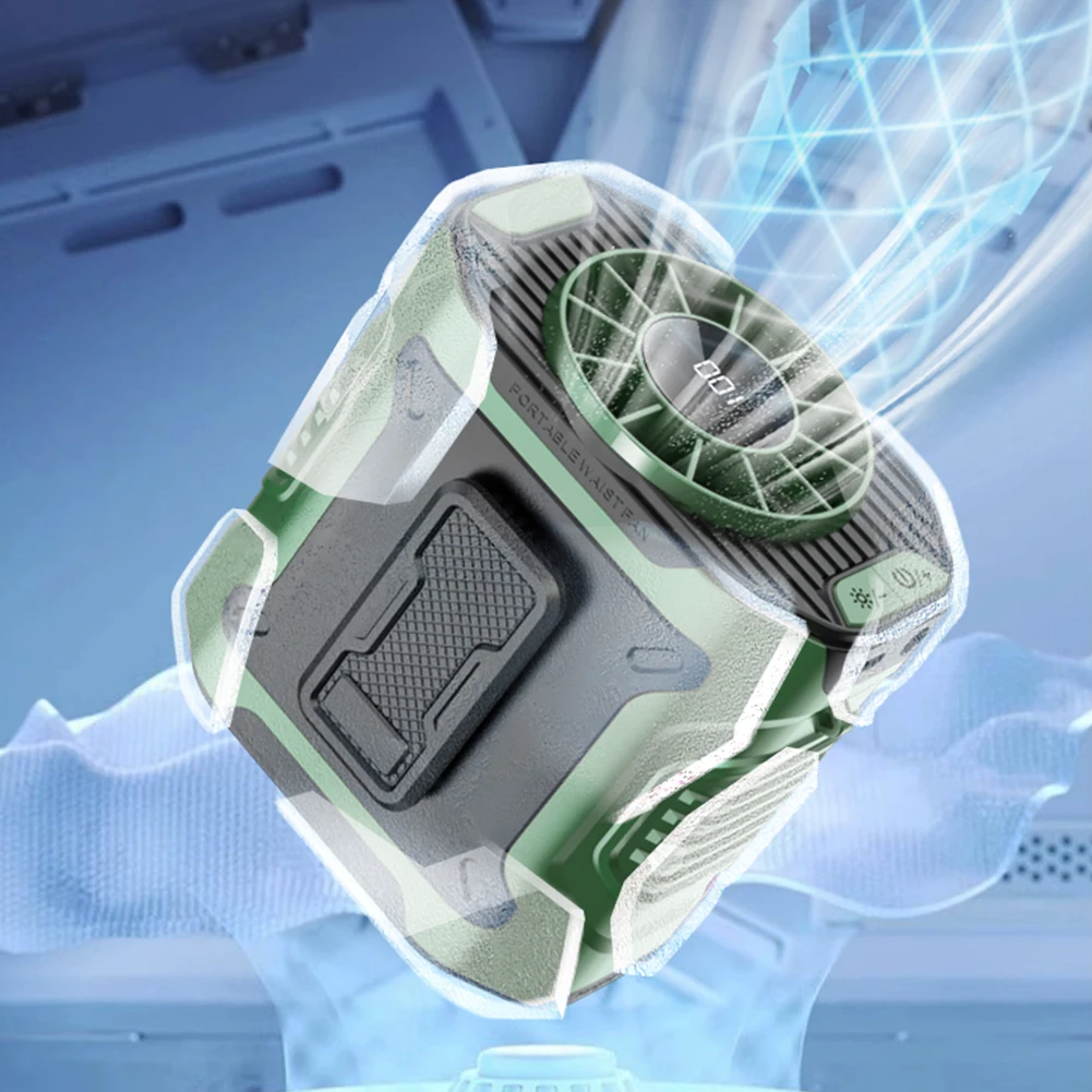 مروحة الخصر المحمولة USB قابلة للشحن كليب على مروحة الجسم قميص حزام يمكن ارتداؤها 3600 مللي أمبير مروحة الخصر التبريد مع مصباح يدوي مروحة شخصية