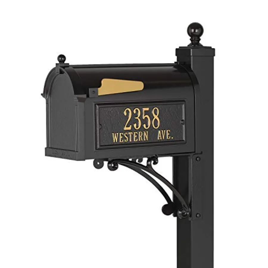

Почтовый ящик Deluxe Mailbox Package, черный, металлический, для улицы, с современным дизайном, для безопасности дома и доставки почты