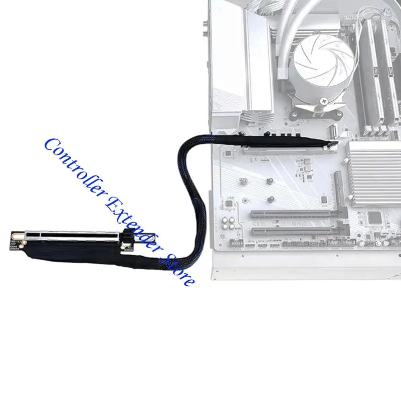 

N84B PCIe 5.0 Compatible GPU Extension Cord 270 Degree Right Entry Left Out Braided