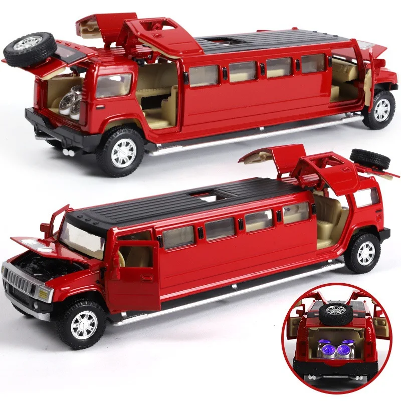 

1:32 H2 Extended Alloy Car Model Pullback Sound and Light Shock Absorption Parent-child Gift Children's Creative Educational Toy