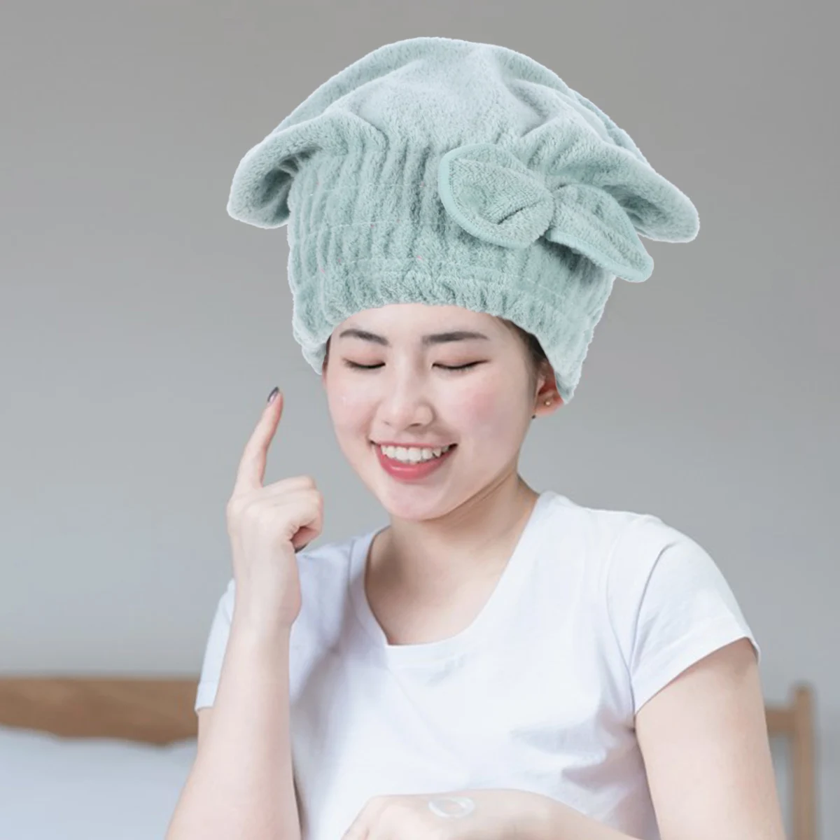 

2pcs Cap Coral Fleece Absorbent Towel Absorbent Hair Towel Wraps Hats Hair Drying Caps Fast Bath Towels Cartoon Safe