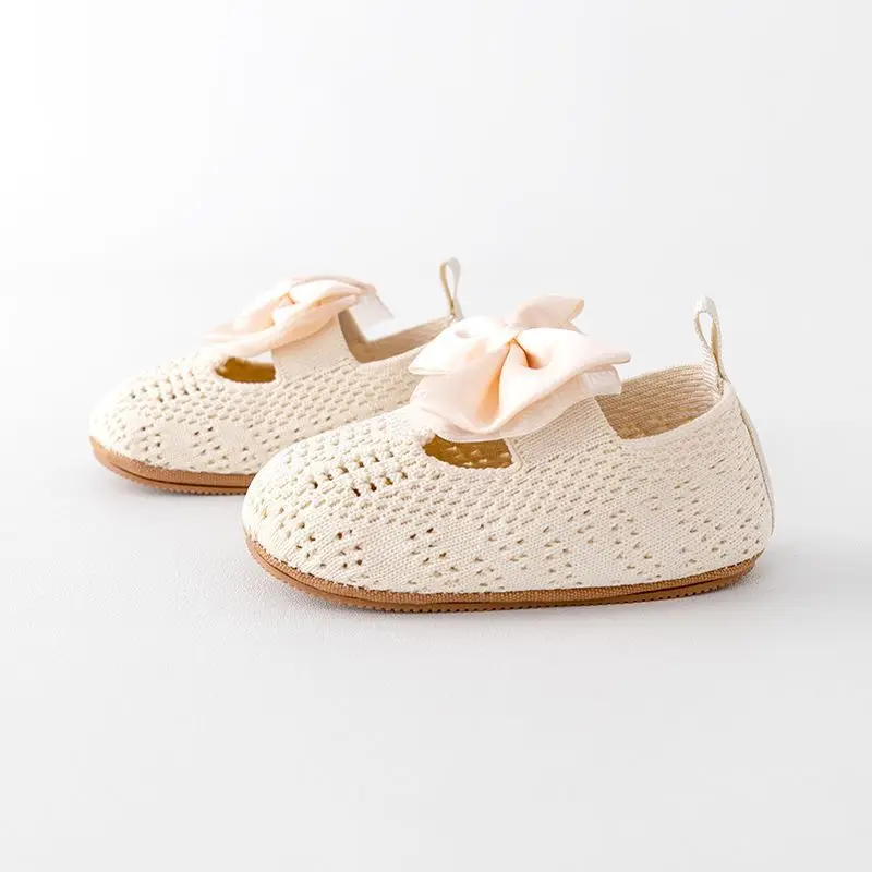 

SXYPAYXS-Baby Girls Princess Flats Cute Bow Knitted Hollows out Shoes Casual Walking Shoes for Newborn Infant Toddler