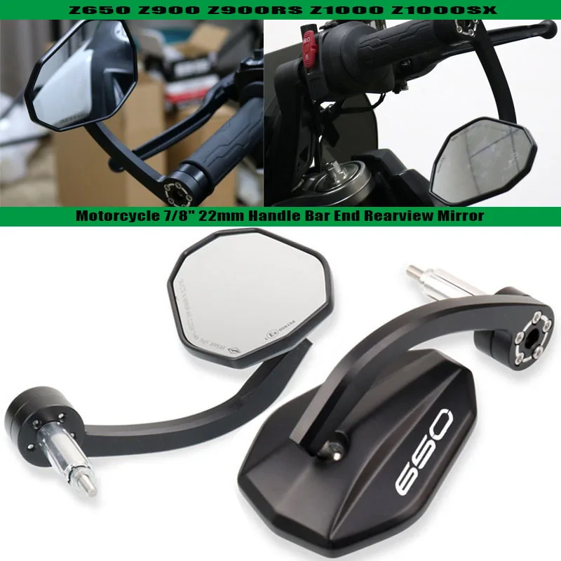 

Fit For Z650 Z900 Z900RS Z1000 Z1000SX 2017-2025 Motorcycle 7/8" 22mm Handle Bar End Rearview Mirror For Z 650 900 900RS 1000