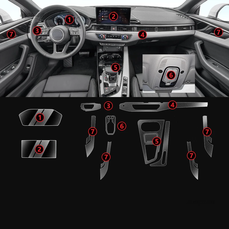 

Tpu Transparent Film for Audi A7 A6 Allroad A5 Car Interior Sticker Center Console Air Gear Screen Dashboard Door Windows Panel