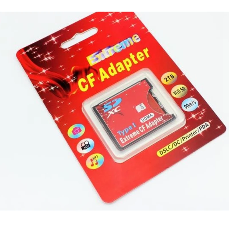 Nieuwe Sd Naar Cf Card Sleeve Ondersteunt Draadloze Wifi Sd Card Type I Adapter Slr Camera Rood