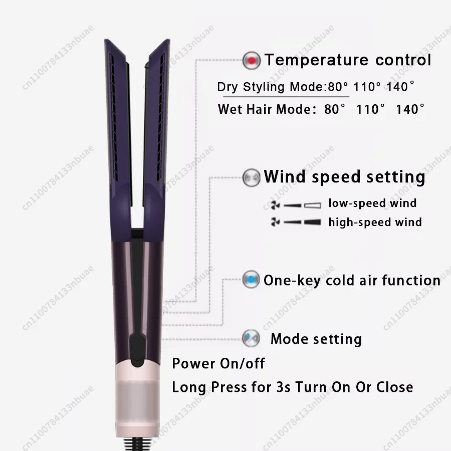 2 IN 1 Professional Hair Straightener & Hair Dryer Heat-Up Hair Flat Iron Negative Ion Iron Long-Lasting Styling Tool