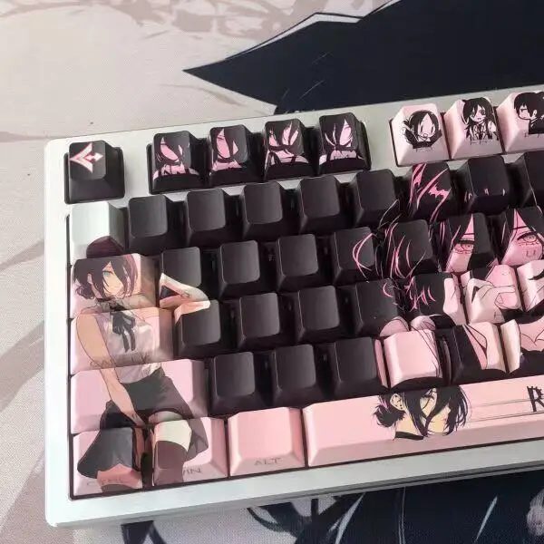 NEW Reze Keycaps Custom PBT Cherry Profile Keycap Cute Cartoon Anime Point Key Cap for Gamers Wooting 60he ATK68 Original Design