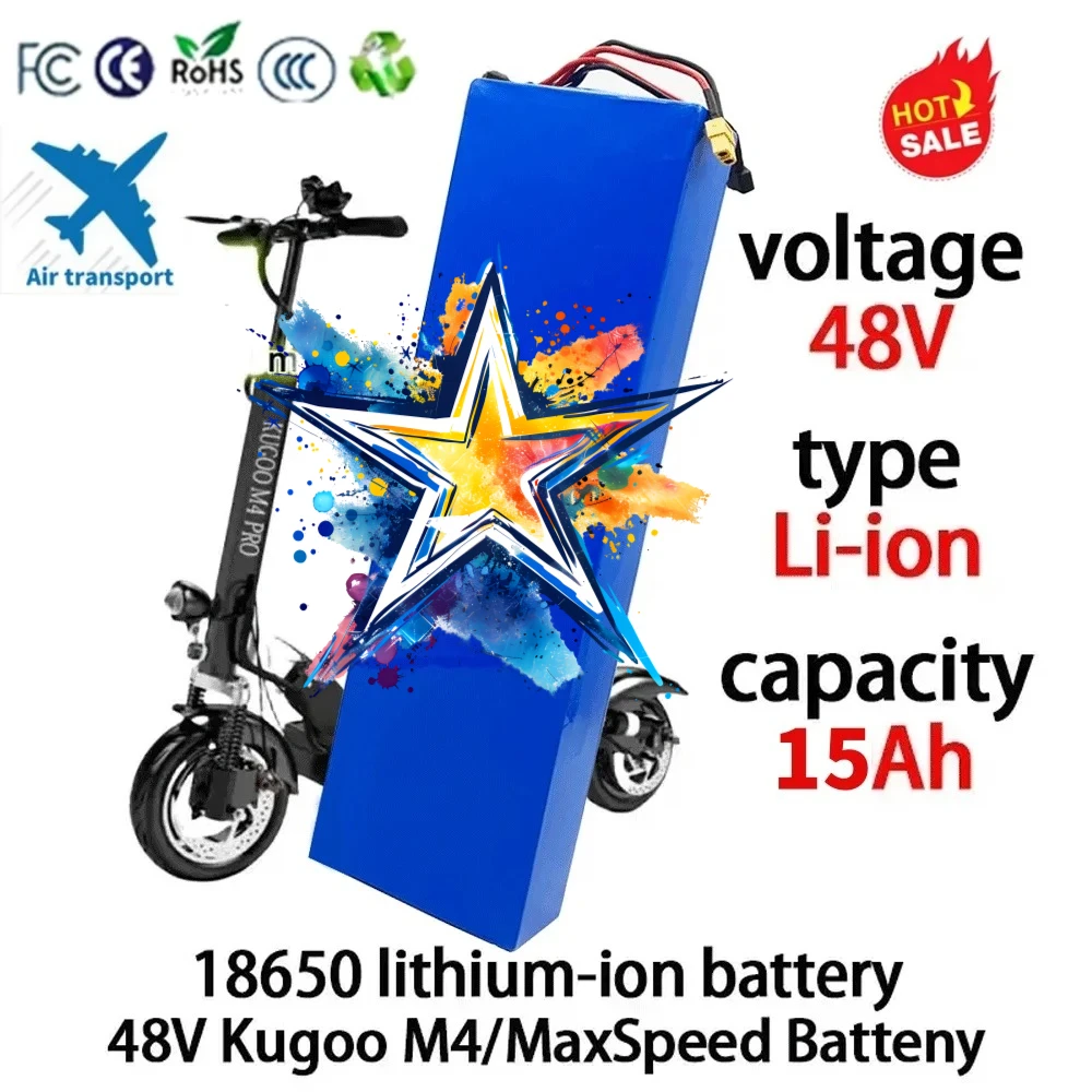

Newly upgraded 13S4P 48V 15Ah 2000watt 18650 Lithium ion Battery Pack for Kugoo M4/M4Pro/ M5/M5Pro Electric Scooter Battery Pack