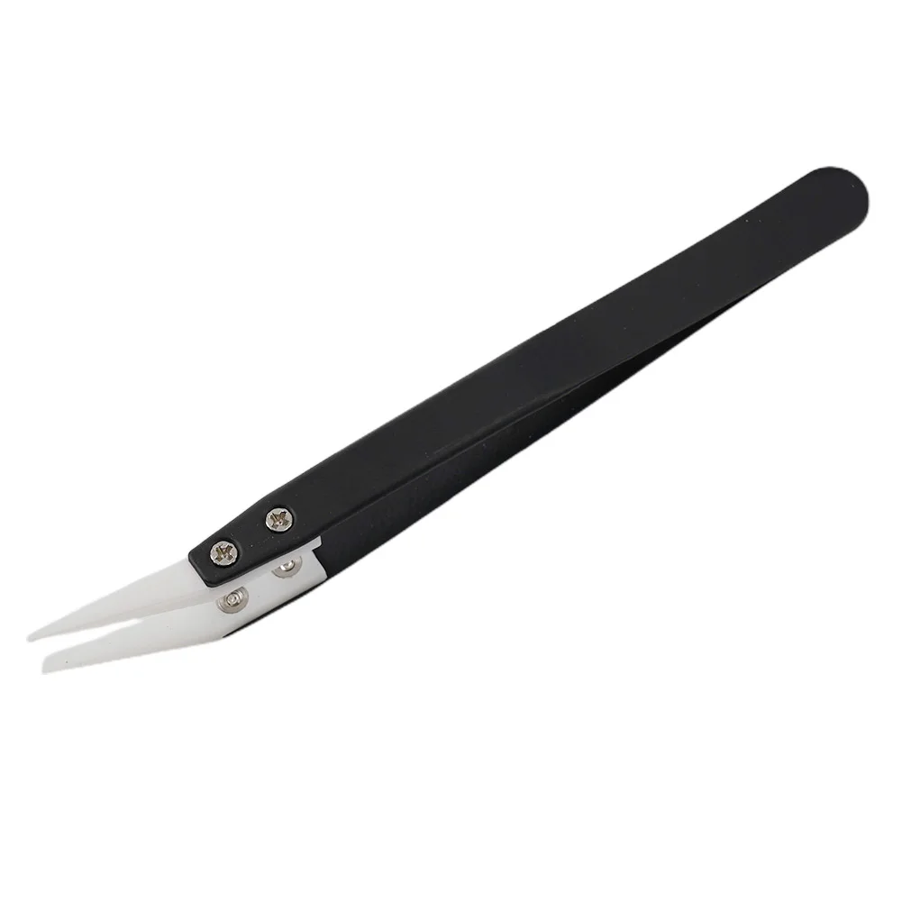 Forceps Tweezers Anti-magnetic Ceramic High-temperature Industrial Tweezers Single Small Elbow Stainless Steel