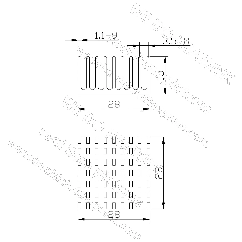 WE DO HEATSINK 28x28x15mm Without or With Thermal Pad Cooling Fin Radiator Aluminum Cooler Heat Sink for LED,Power IC Transistor