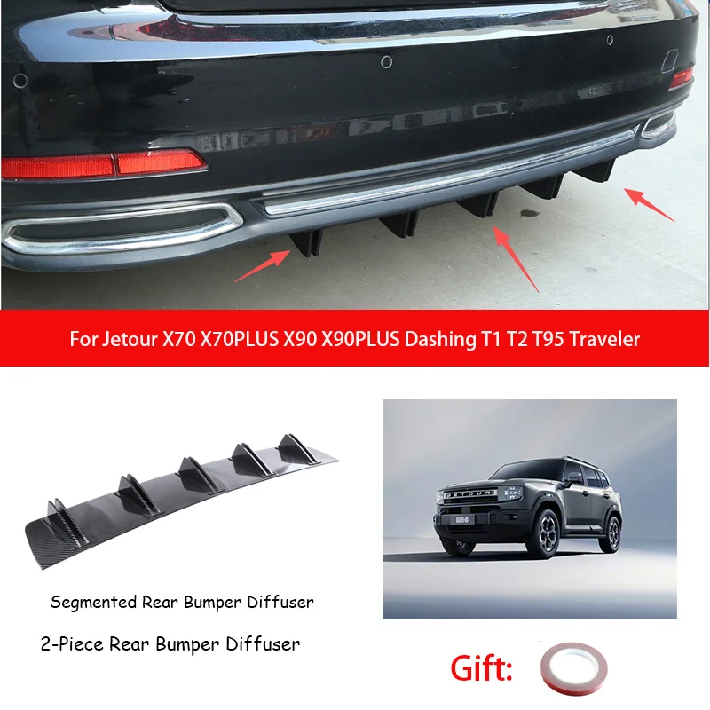 For Jetour X70 X70PLUS X90 X90PLUS Dashing T1 T2 T95 Traveler ABS Rear Bumper Lip Diffuser Shark Fin Anti-collision