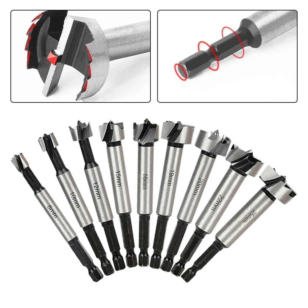 8mm-25mm Drill Bit Hinge Boring Bit DIY Home Improvement Easy Chip Removal High Carbon Steel Low Cutting Resistance