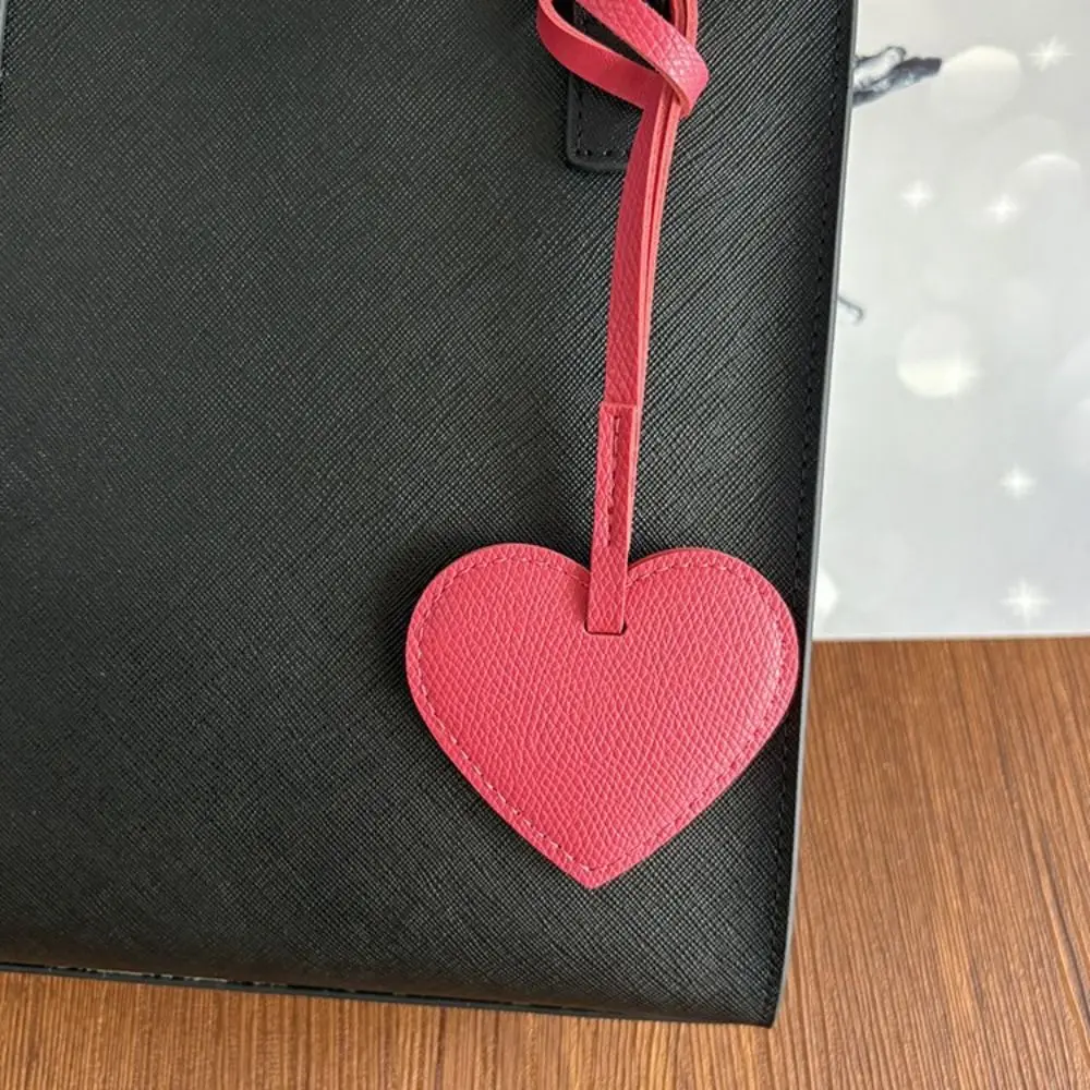 Trendy Hanger Pu Leather Heart Pendant Fashion Heart Shaped Bag Charm Creative Colorful Bag Decoration Luggage Accessories