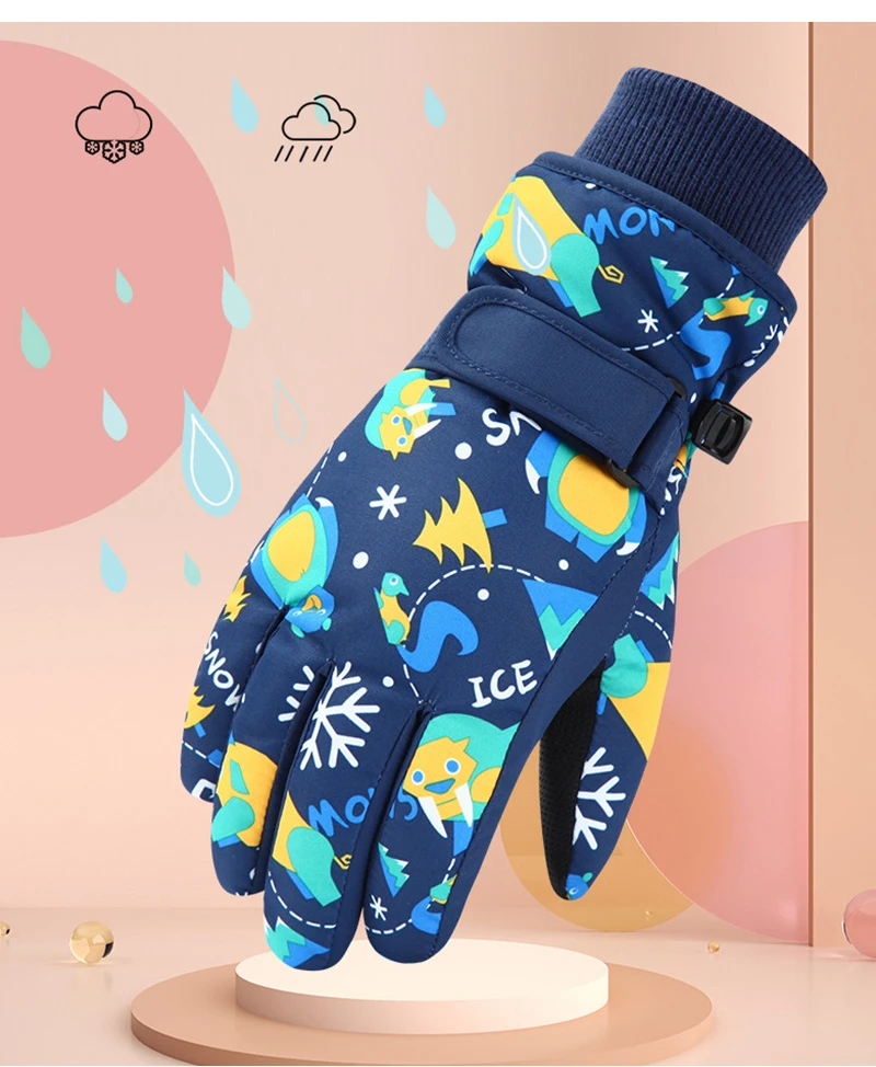 Hohe Qualität Kinder Kinder Ski Handschuhe Winter Snowboard Schnee Warme Handschuh Jungen Mädchen Wasserdicht Verdicken Fäustlinge Halten Finger Warm – Detail 4