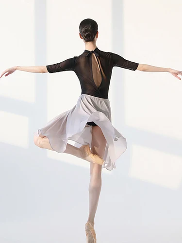 Imagen 2 del producto Traje de una pieza para examen de arte de ballet, traje de baile, traje de gimnasia, falda de gasa, media falda, traje de práctica física